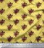 Soimoi Green Poly Crepe Fabric Geometric & Rose Floral Printed Fabric 1 Yard 42 Inch