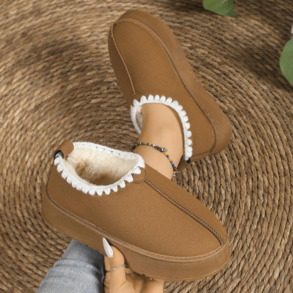 2025 New Women Snow Boots Outdoor Cotton Shoes for Women Without Heel-covered Hair Half Slippers Winter Warm Thick Soles Boots