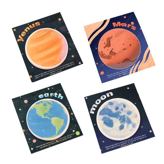 Planet-Themed Round Note Pads Creative Earth Moon Self-Adhesive Memo Pads for Students Practical Office School Supplies