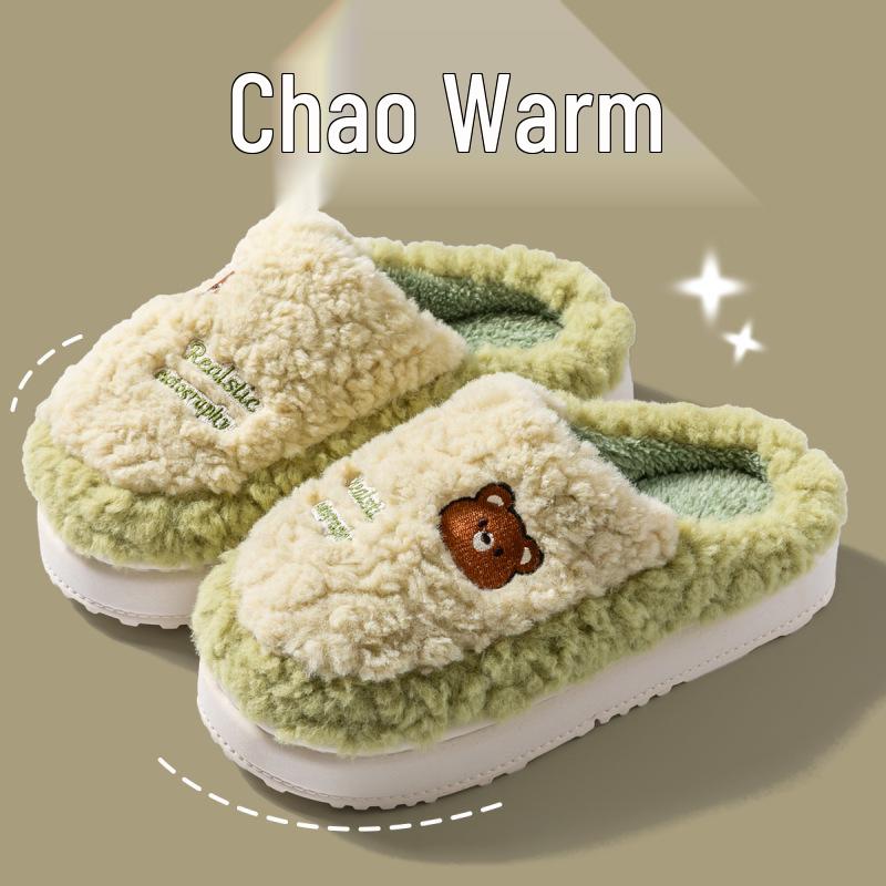 Women's Winter 2024 Warm Velvet Indoor/Outdoor Non-Slip Cotton Slippers, Thick-Soled Fur Shoes for Couples