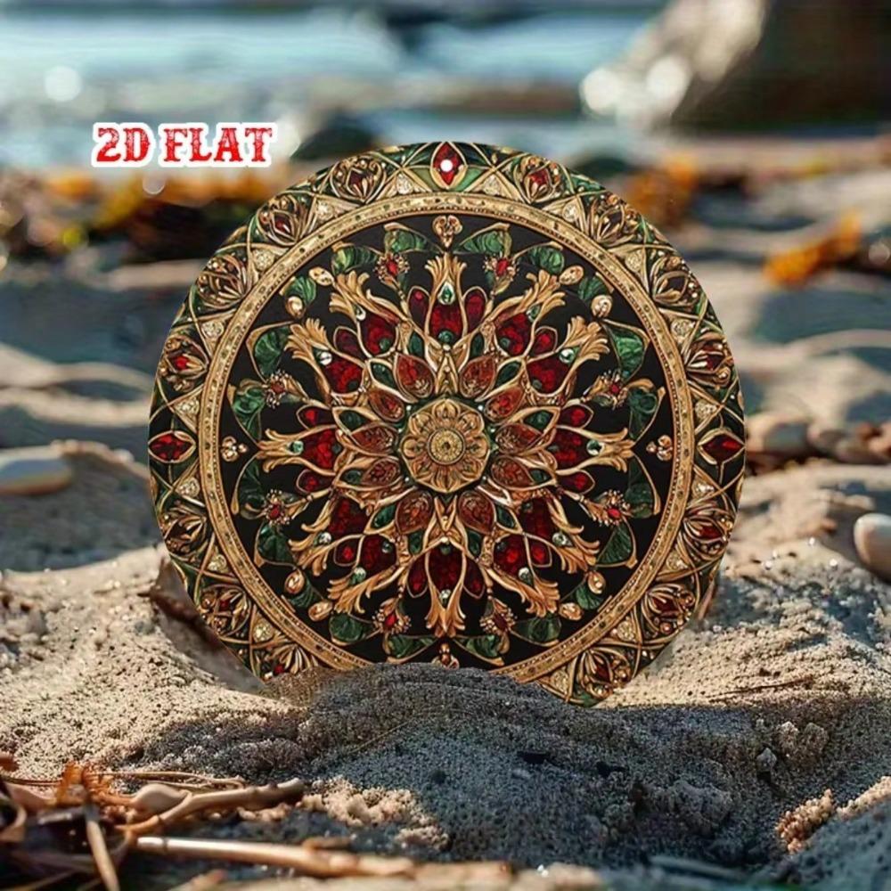Vintage Mandala Floral Metal Sign 7.8x7.8 Inch Wall Art Decor Rustproof Hanging