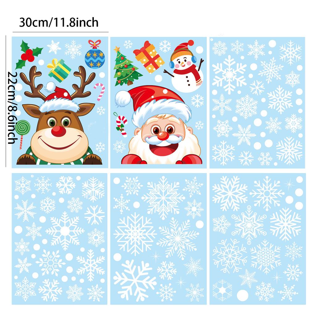 Christmas Snowflake Window Clings Stickers Santa Claus Reindeer Wall Glass Sticker Xmas Decorations Navidad 2025 Home Decor Noe