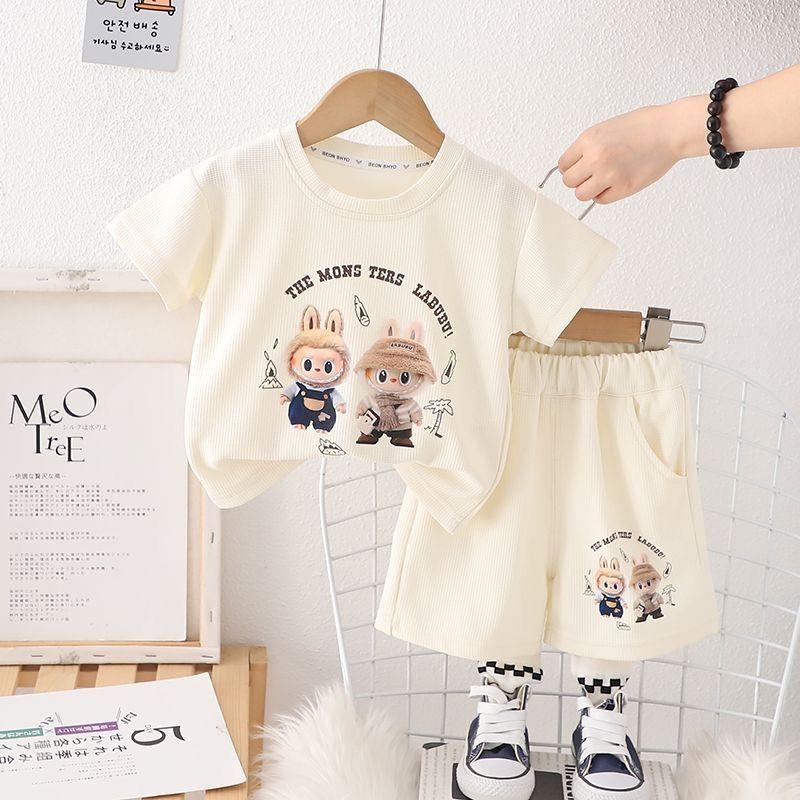 Cool Short-sleeved LBB T-shirt Set for Boys, A Two-piece Summer Children's Fashion Set