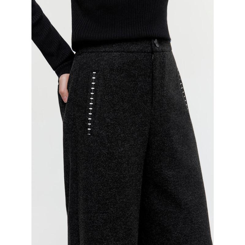 ELLE Women's Embroidered High-Waist Wool Blend Culottes