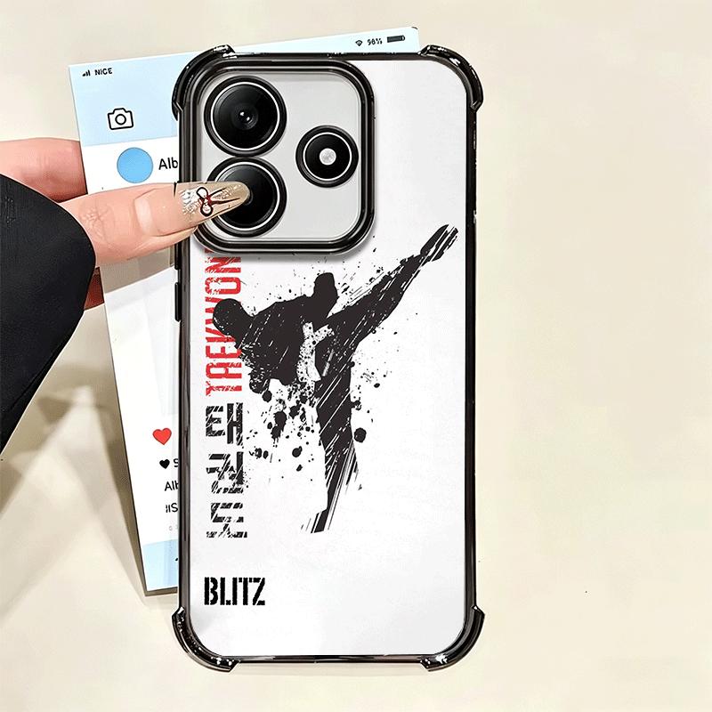 Taekwondo Kungfu Desgin Plating Phone Case For Xiaomi Poco X5 X6 X7 X8 Pro Max F8 Ultra F7 M8 M7 M5S Redmi 15C 15 14C 13C 13 X3