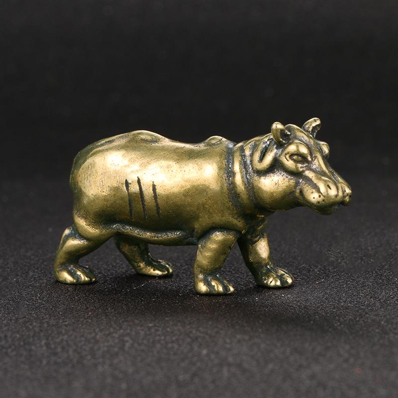 

Solid Copper Hippopotamus Tea Pet Ornament - Childlike Brass Handicraft Collection.