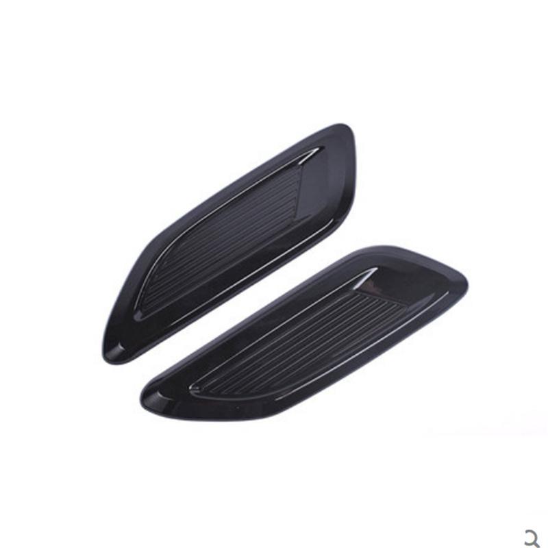 2Pcs Car Decorative Air Flow Vent Bonnet Front Hood Scoop Cover Trim Gloss Black