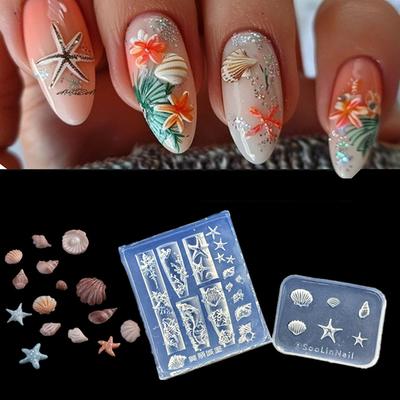 3D Silicone Carved Shell Conch Nail Art Mold Ocean Style Soft Silicone Nail Design Template DIY Nail Accessories for Salon