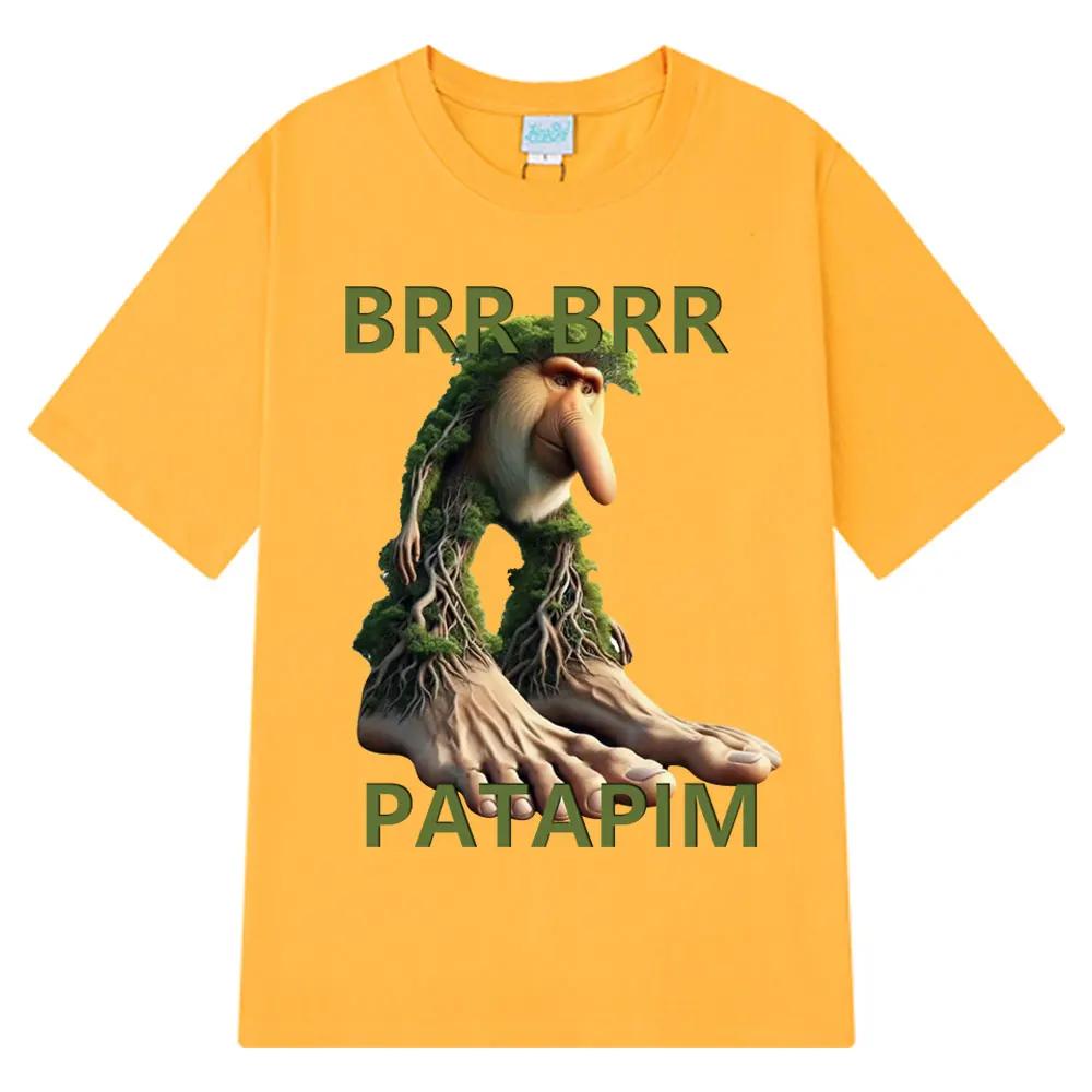 Brr Brr Patapim T-Shirt Lustiges Italienisches Brainrot Meme Grafik T-Shirt Herren Damen Sommer 100% Baumwolle Gemütlich Weich O-Ausschnitt T-Shirts Tops