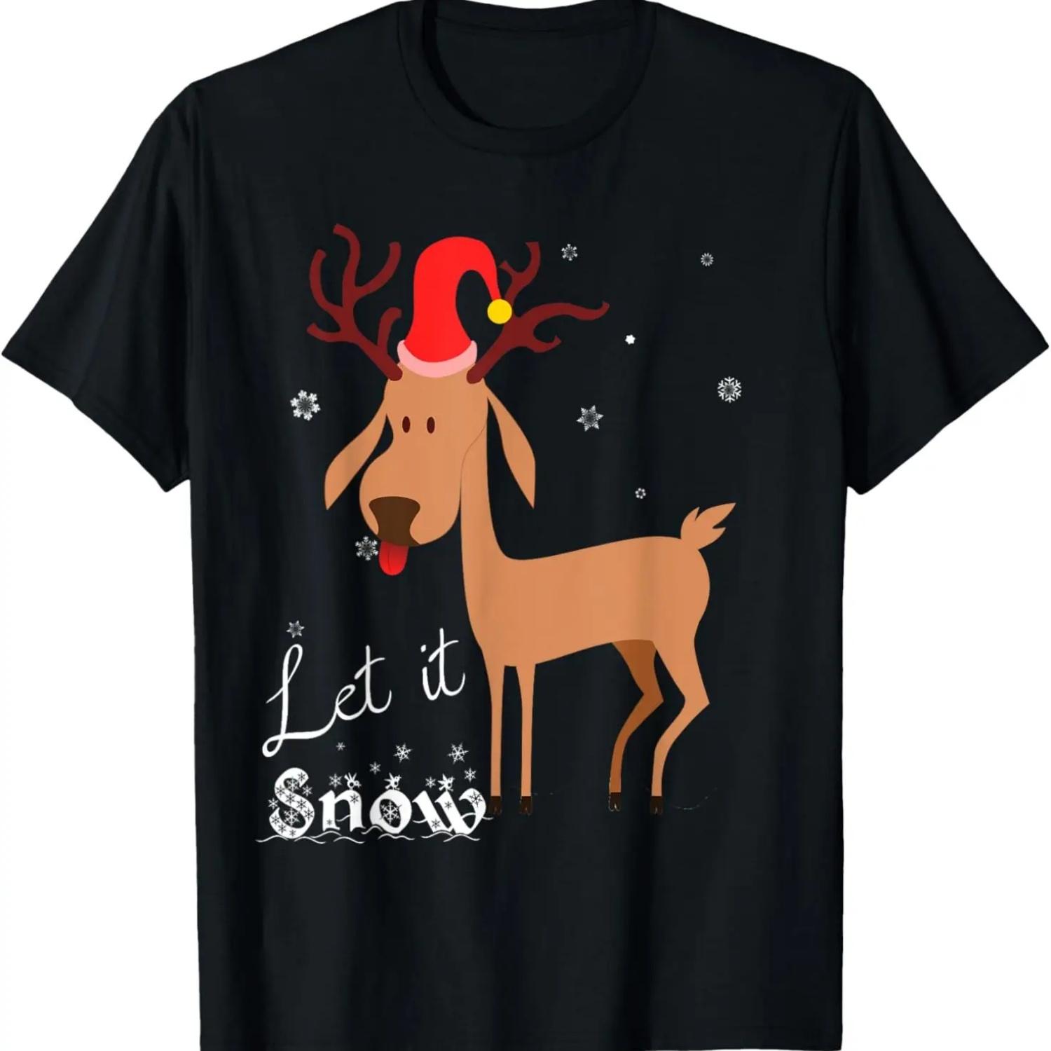 Christmas Pajama Shirt - Reindeer Let it Snow T-Shirt S