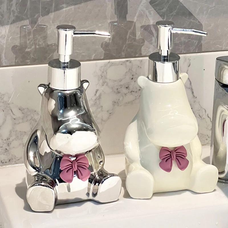 Nilpferd Handdesinfektionsflasche Drücken Sie die Flaschen Leichter Luxus Cartoon Duschgel Waschmittelflasche Seifenspender