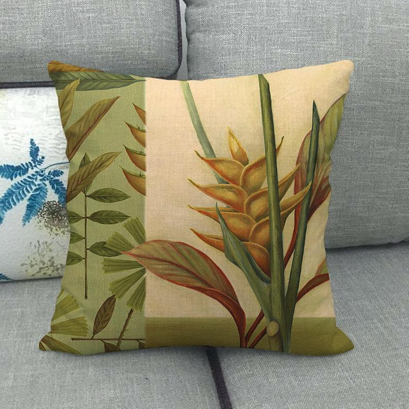 Palm Tree Leaves, Turtle-Back Bamboo Plant Digital Printing Short Plush Pillow Covers For Sofa Office Cushion Cover Home Goods