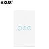 AXUS Touch Switch Wall Light Switch Luxury Crystal Tempered Glass EU US Standard Panel AC110-250V  1/2/3 Gang LED Button
