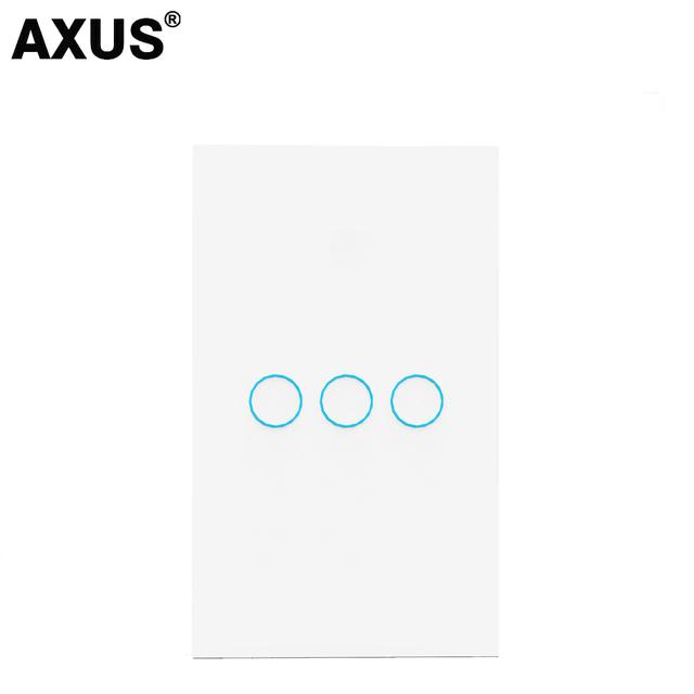 AXUS Touch Switch Wall Light Switch Luxury Crystal Tempered Glass EU US Standard Panel AC110-250V  1/2/3 Gang LED Button