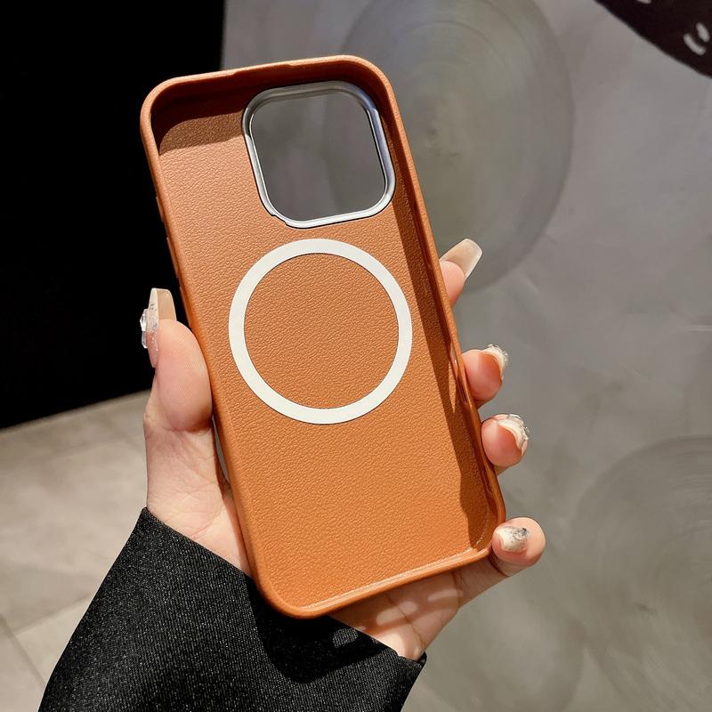 Cute Bowknot Print Leather Texture Slim Magnetic Case For iPhone 16 Pro Max 15 14 Pro 13 12 11 for MagSafe Shockproof TPU Soft Matte Phone Cover