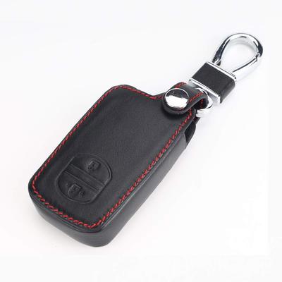 [BKY] Toyota 2 Button Luxury Leather Smart Key Case for Cars Crown Aqua Vitz Corolla Prius Applicable (Black)