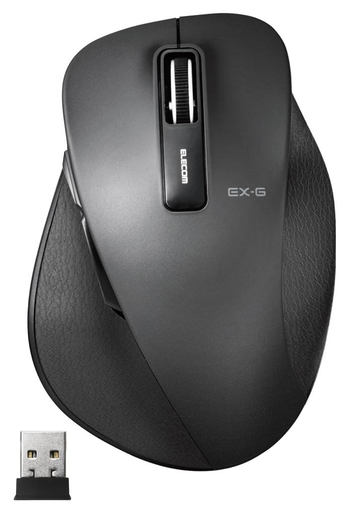 ELECOM Wireless Mouse 5 Buttons Forward Blue Perfect (Receiver Included), Large, (Back & Buttons), LED, Grip, Black, M-XGL10DBBK