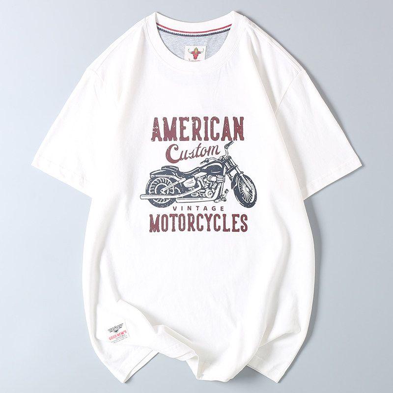Balance Cargo with Logo Cut off Heavy Weight Pure Cotton Motorcycle Print Short-Sleeved T-shirt Summer Male and Female Trendy Brand Couple T-shirt