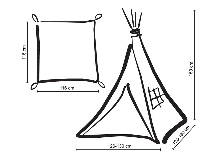 Tipi tent for children + mat + feather pendants - pink