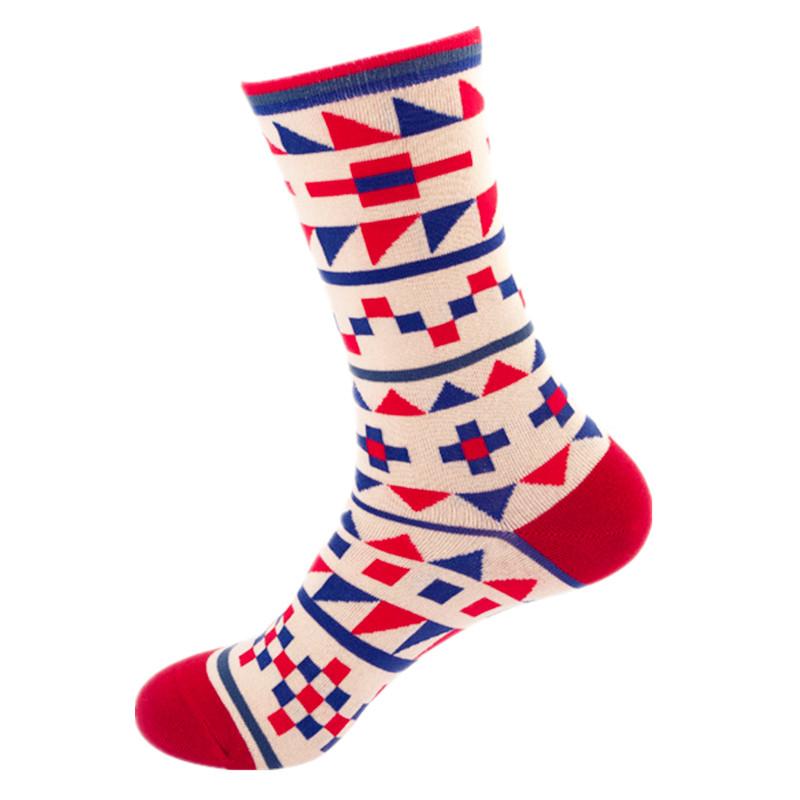 Hundreds Fashion Business Men 100% Cotton Happy Lattice Socks Unisex Boys Combed Hip Hop Street Skateboard Funny High Sox Set