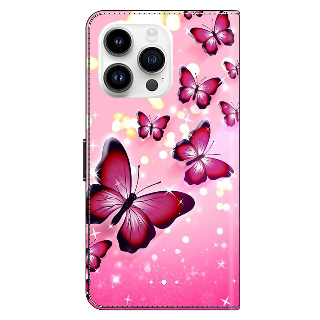 For iPhone 16 Pro Max Case Wallet Stand Pattern Printing PU Leather Flip Phone Cover