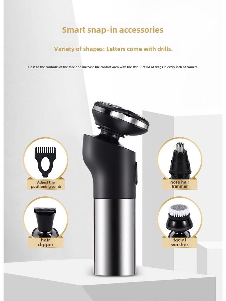 Men's Rechargeable Wet & Dry 3D Floating Shaver - Full Body, Washable, Electric, Three-Blade.