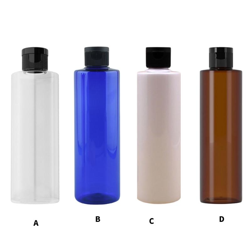4pcs Portable 250ml Refillable Plastic Bottles Cosmetic Containersfor Shampoo Conditioner Makeup Remover Leak Proof