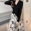 Women Spring Autumn Boho Lace Crochet Skirt Stretch High Waist Women Embroidery A-Line Skirt Women Beach Pleated Skirt