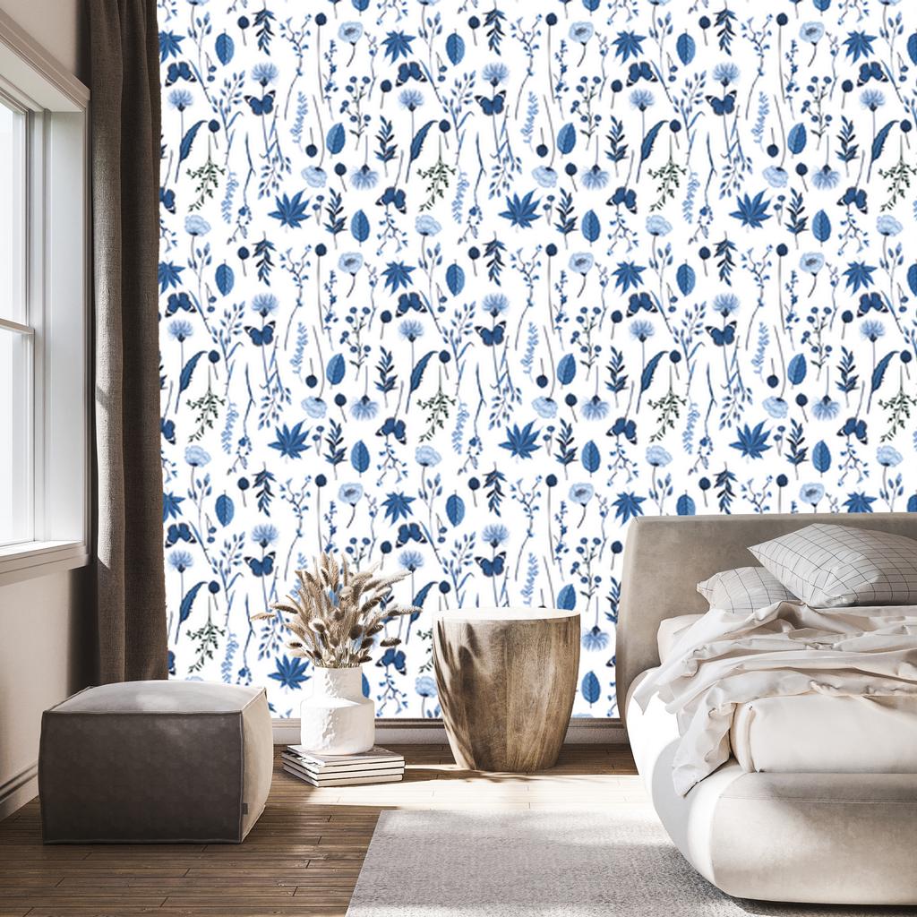 Meadow Flowers and Butterflies Wallpaper for Living Room and Bedroom 50x1000