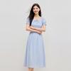 French Style Square Neck A-Line Midi Dress