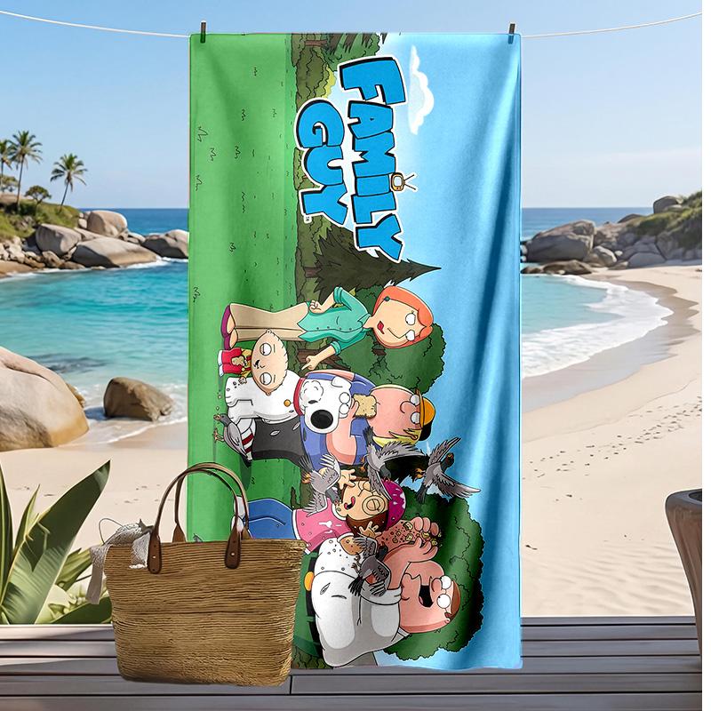 Family Guy Printed Beach Towel Quick Dry Soft TowelPortable Large Rectangular Beach Blanket for Travel Swimming Pool