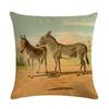 Retro Nostalgische Kunst Pferde-Druck Dekorative Kissenhülle Baumwolle Leinen Haus Auto Sofa Kissenbezug Heimdekoration 45X45cm
