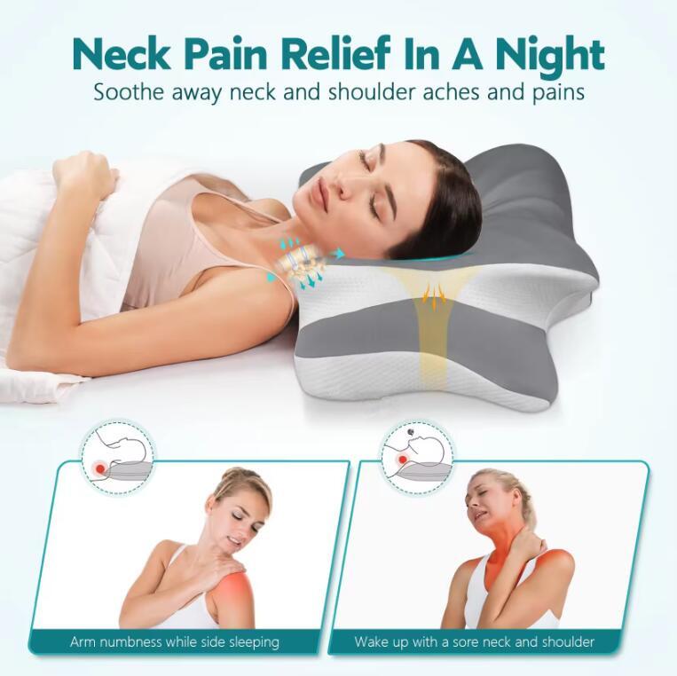 Neck Cervical Pillow for Pain Relief Memory Foam Pillows Sleeping  Ergonomic Cooling Side Back Stomach Sleepers