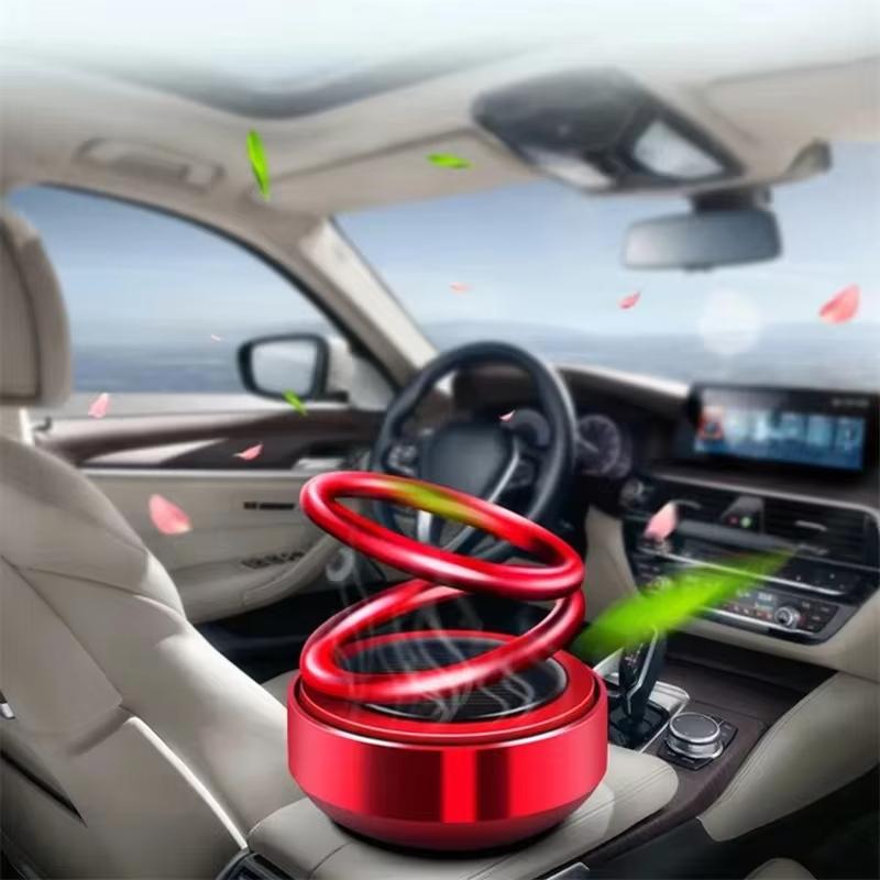 Portable Kinetic Energy Mini Heater Car Air Freshener Double Ring Rotating Solar Air Purifier Perfume Aromatherapy Machine