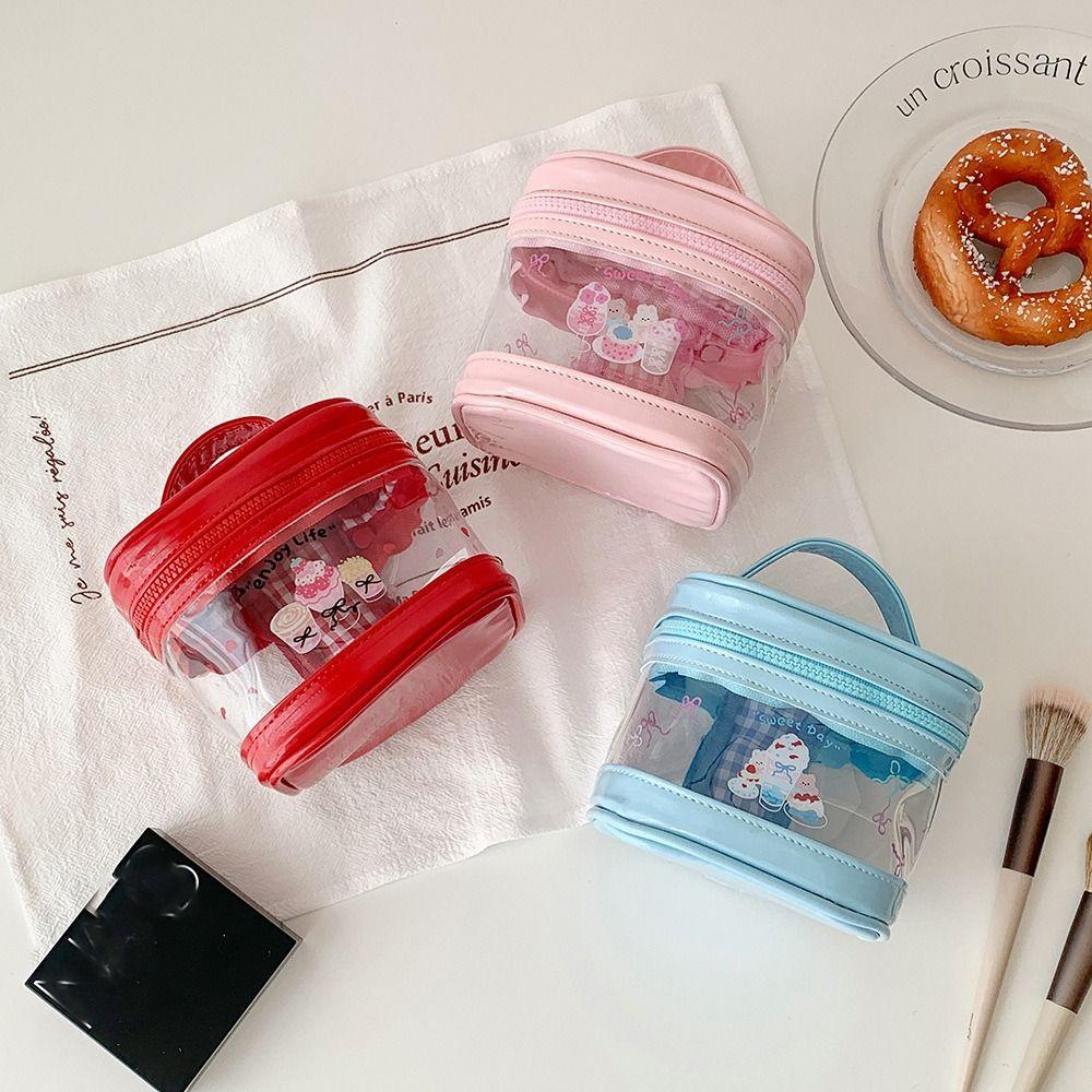 Gifts Cartoon Transparent Makeup Bag PVC Girls Student Cosmetic Organizer Mini Handbag Portable Toiletry Bag