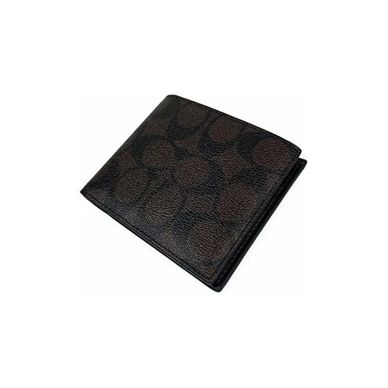 Coach 3 In 1 Wallet 11 Classic Monogram Foldable Short Wallet With Keychain Gift Box Men Wallet Brown Red C6790-QBTKA