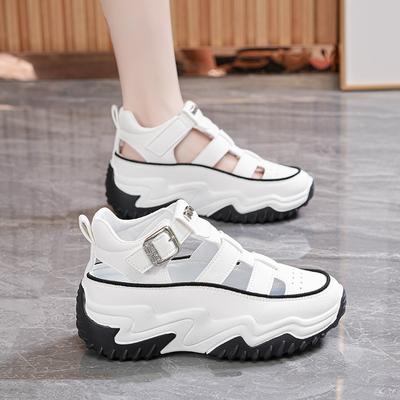 Platform Dad Shoes Sandals 2025 Summer New Hollow Inner Height Increase Casual Shoes Muffin Small Roman Sandals