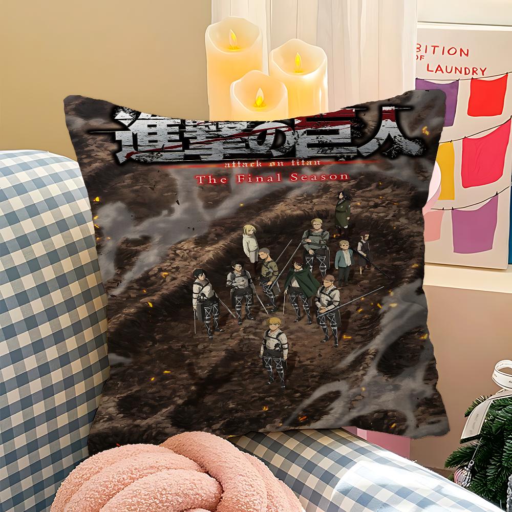 Anime A-Attack On T-Titan Cushion Cover Car Throw Pillow Case For Sofa Car Christmas Gift 40x40cm 45x45cm