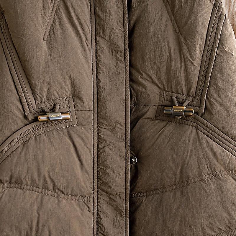 Women's Mid-Length 90% Down Stand Collar Drawstring Vest