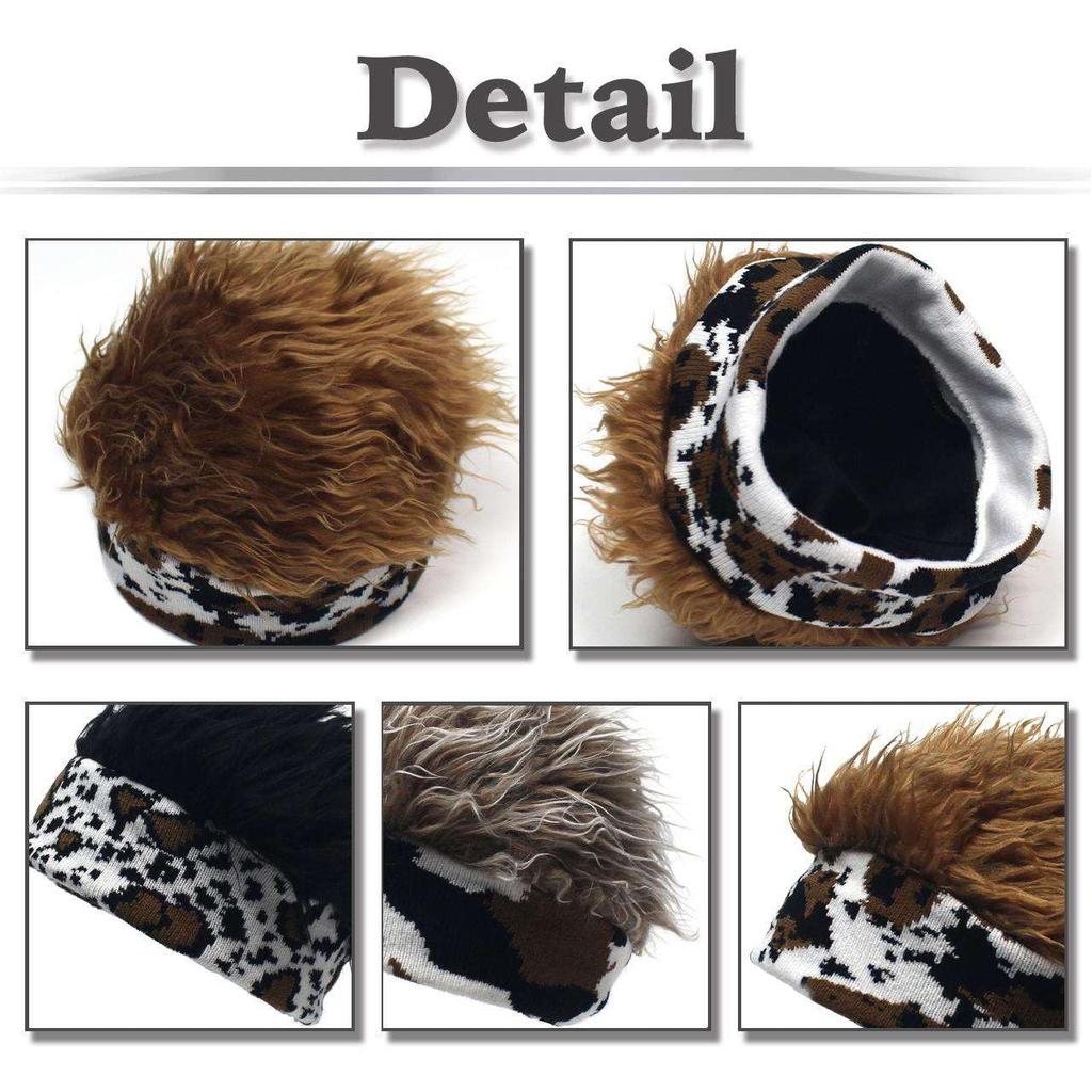 Wig Knitted Animal Knit CZ698 [White Fang] Hat, Hat, Cap, Unique, Men's, Women's, (Dark Brown)