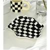 Retro Checkerboard Ceramic Plate Jewelry StoragePlate DessertPlate Dessert plate Home Decoration Retro DinnerPlate Tableware
