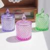 European Multicolor Crystal Glass Storage Jar,Candy Glass Jar with Lid Aromatherapy Candlestick Swab Container Home Decoration