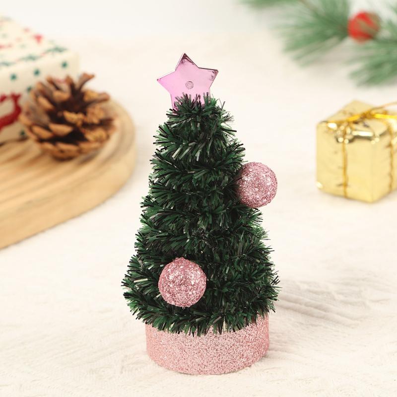 13CM Christmas Tree Mini Decoration Trees Thick Snowy Frosted Artificial Christmas Tree Tabletop With Pine