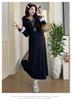 Autumn/Winter 2025 French-Style High-End Navy Blue Maternity Dress
