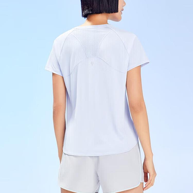 Anta Running Series Solid Color Logo Round Neck Pullover Short Sleeve T-Shirt Women Tops Light-Purple 162325113-2