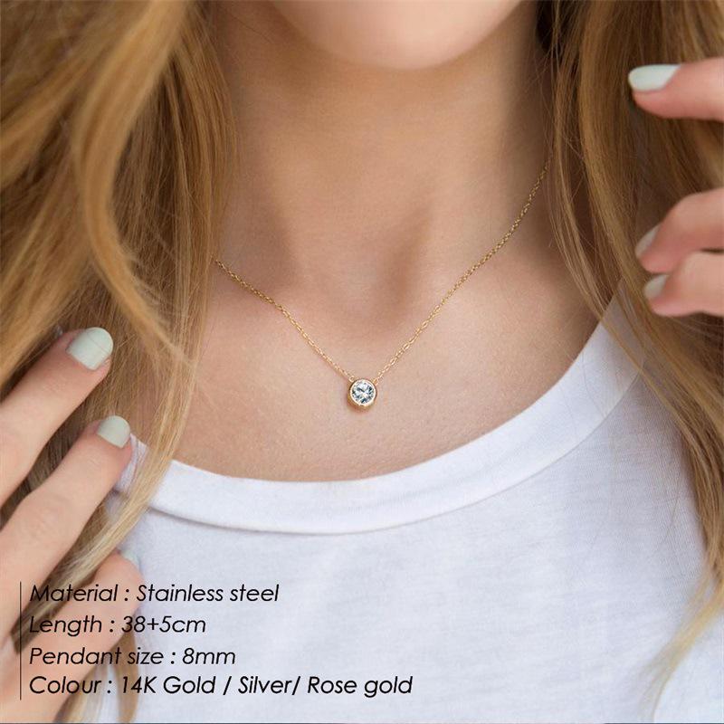 eManco Elegant Titanium Steel Diamond Clavicle Necklace for Women - Versatile, Non-Fading, Stainless Steel Pendant.