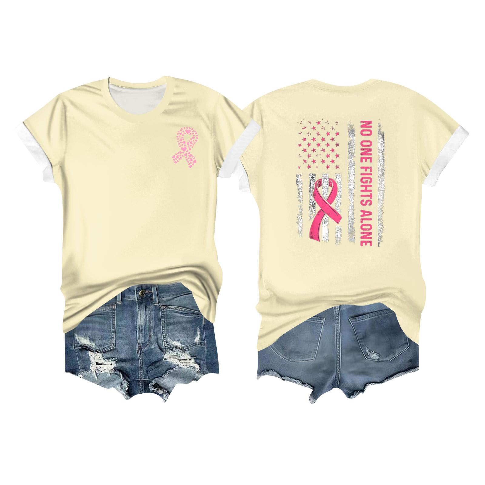 

Женская повседневная футболка с коротким рукавом с принтом ленты на груди L бежевый