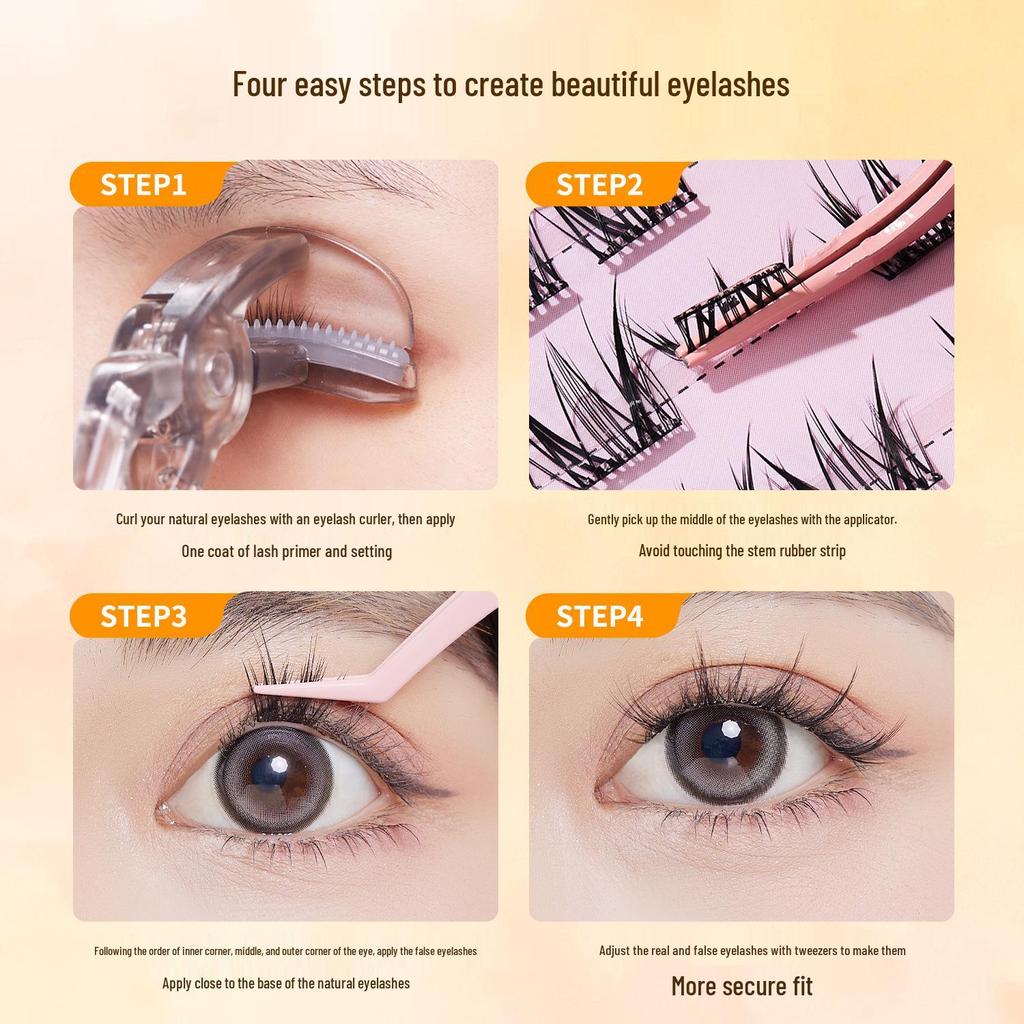 Adhesive-Free Natural Curl False Eyelashes with Transparent Jelly Strip