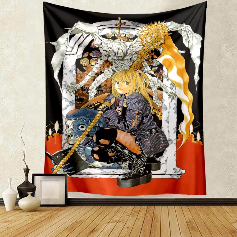 Death Note Main Character Collage Wall Tapestry L Misa with Shinigami Accents Room Decor for Seinen Anime Mystery Fans