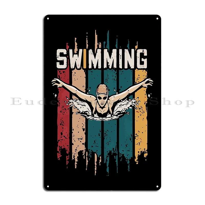 Swimming Vintage Metal Signs Custom Character Home Vintage Design Pub Tin Sign Poster